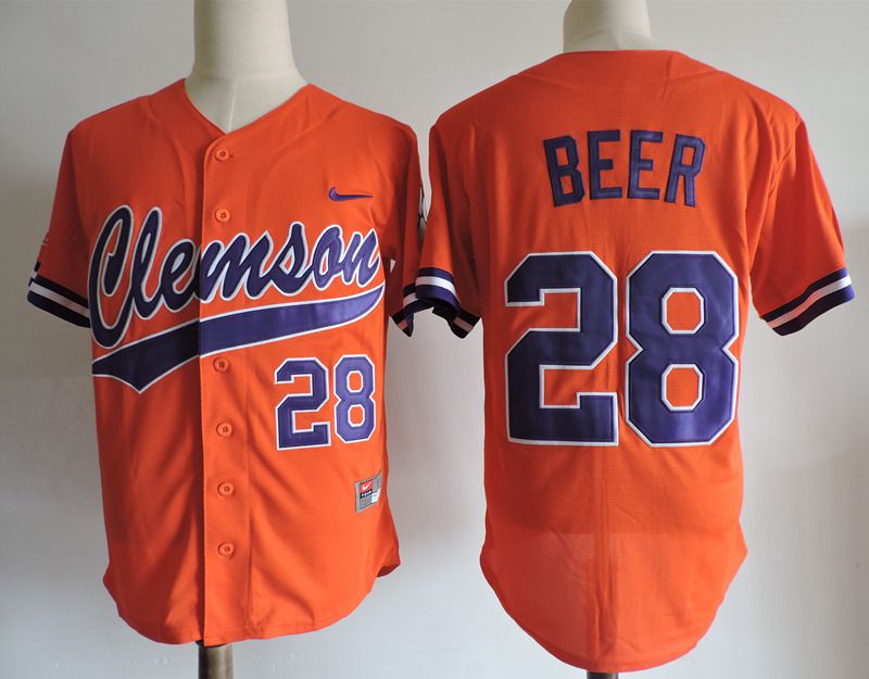 Men Clemson Tigers #28 Beer Orange Nike 2025 NCAA Jersey->ncaa teams->NCAA Jersey